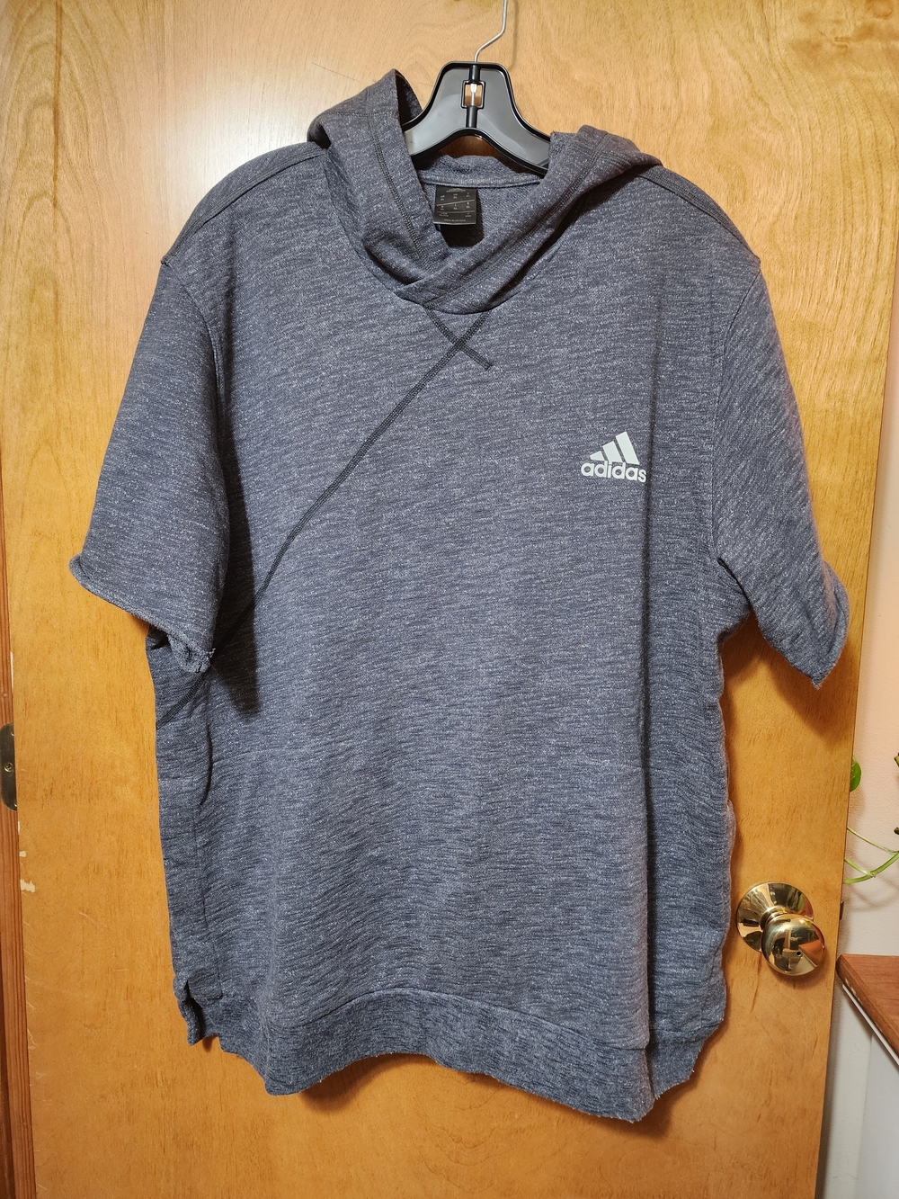 adidas Men's Cross-Up Snap Side Short Sleeve Hoodie Grey XL